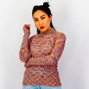 NWT Free People Blair Space Dyed High Neck Sweater  in Candy Combo- size S